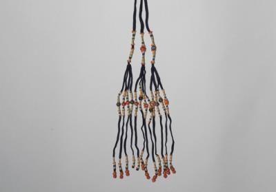 图片[2]-Blue silk hair plait attachment with coral and pearl inlay, Qing dynasty, 18th c., Tibetan work-China Archive